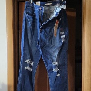 Levi's Men's Dark Blue Distressed Skinny Jeans